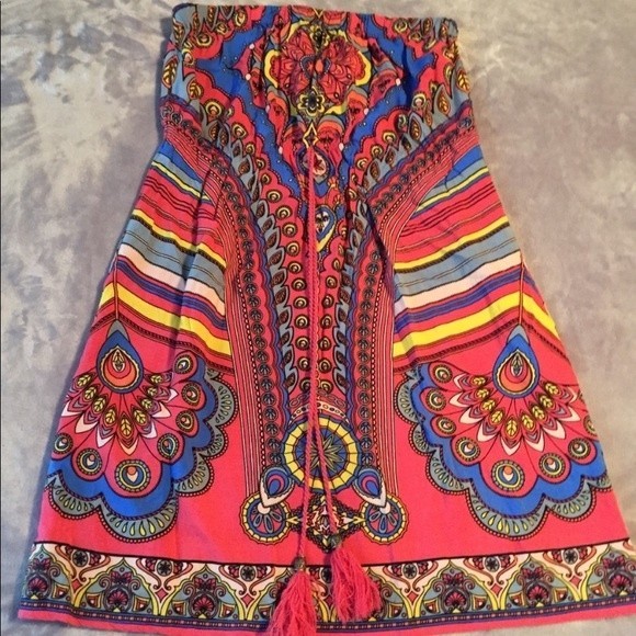 Charming Charlie size small strapless multi colored dress - Picture 3 of 6